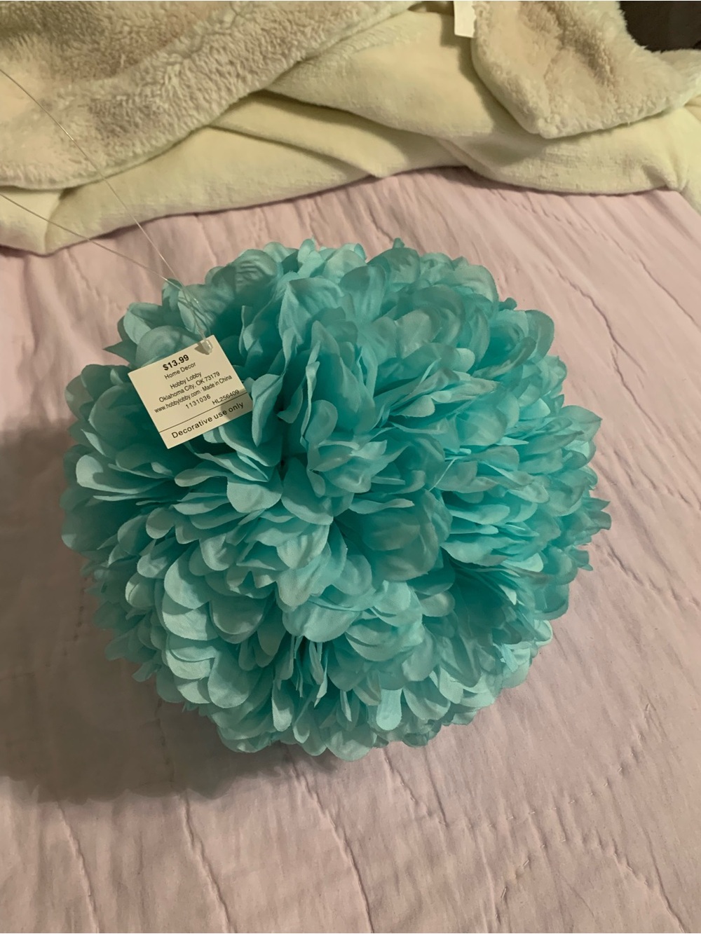 Decorative Turquoise Fabric Pom Pom -